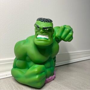 Angry Green Incredible Hulk Head Bust Bank 1999 Molded Coin Piggy Bank Marvel